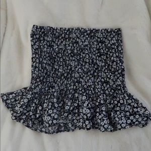 black and white floral ruffle skirt